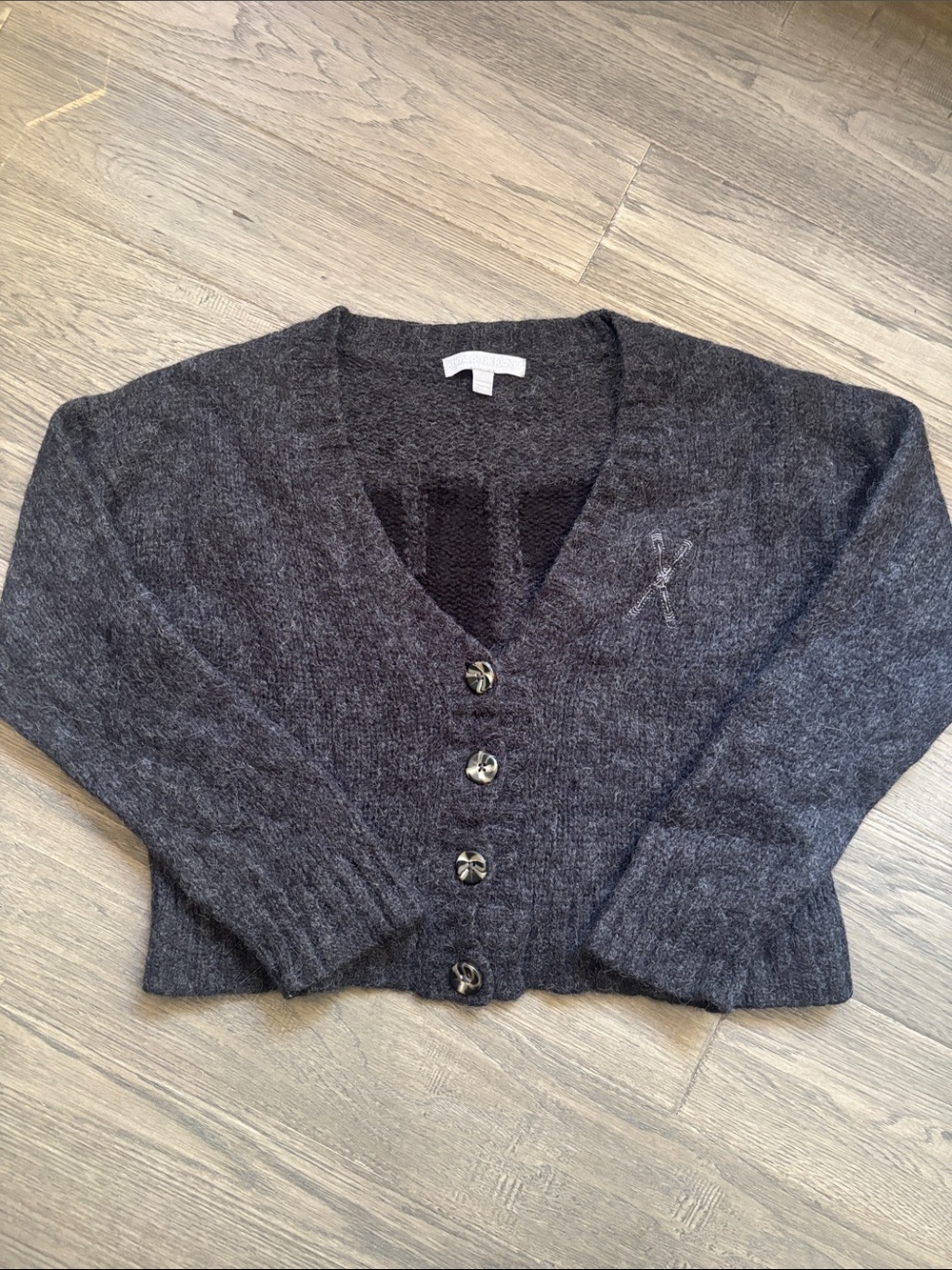 Krimson Klover |Baby Alpaca Blend Charcoal Gray SKI VNeck Button Cardigan Small